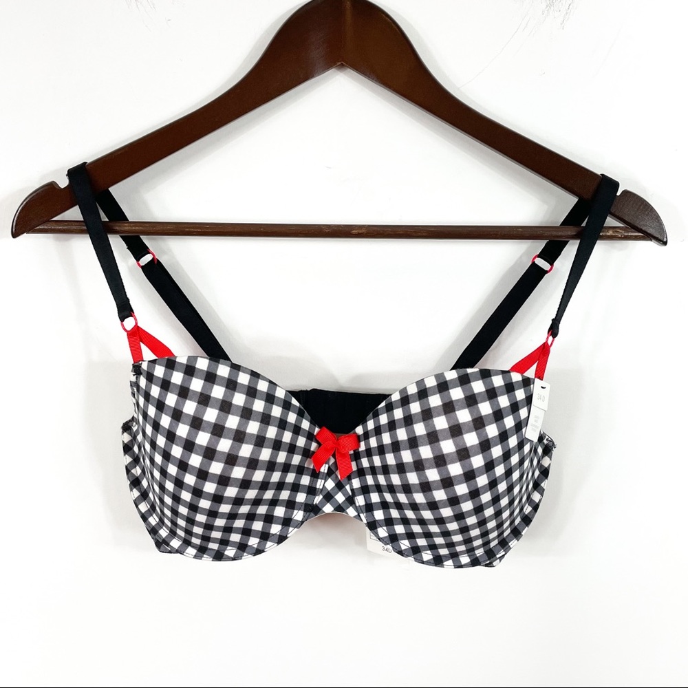 La Senza Lightly Lined Gingham Print Cotton Bra 34D